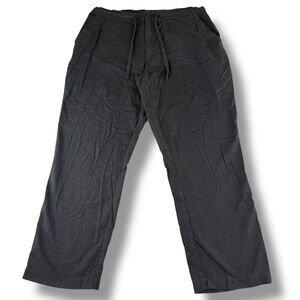 Havanera Straight Leg Linen Blend Black Men's Pants Beach Coastal Drawstring L